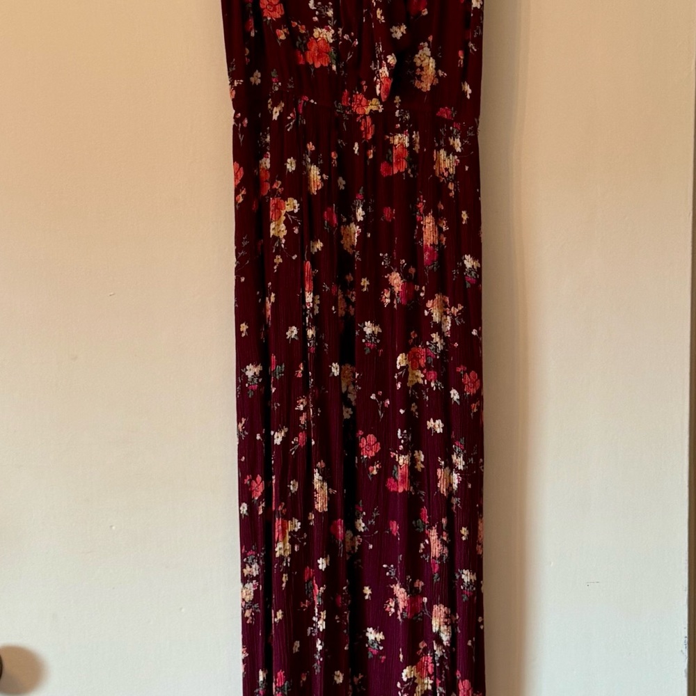 Xhilaration Burgundy Floral Maxi Dress Medium - Picture 3 of 7
